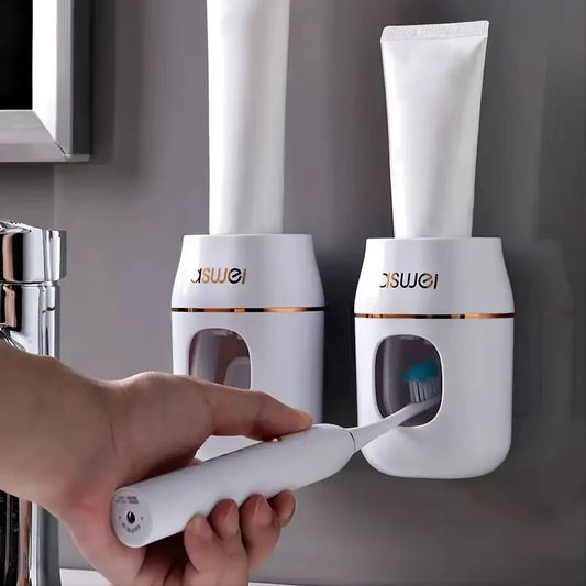 Automatic Toothpaste Dispenser & Toothbrush Holder Rack