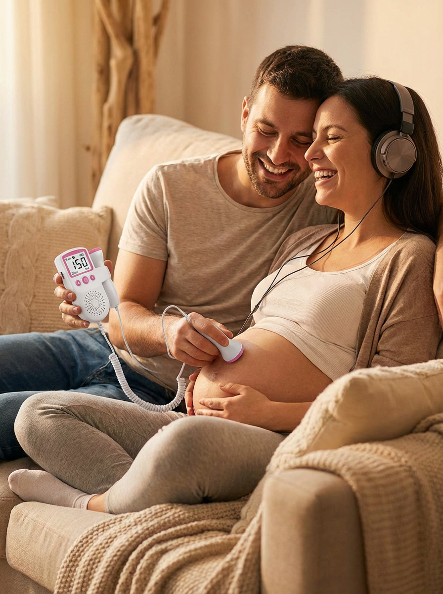 Fetal Doppler Baby Heartbeat Monitor with Ultrasound Gel – Easy Home Pregnancy Monitoring